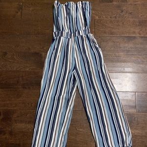 strapless jumpsuit with stripes(tillys)